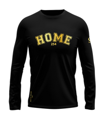 home_254 LONG-SLEEVED BLACK T-SHIRT WITH A GOLD COLLEGE PRINT – COTTON PLUS FABRIC