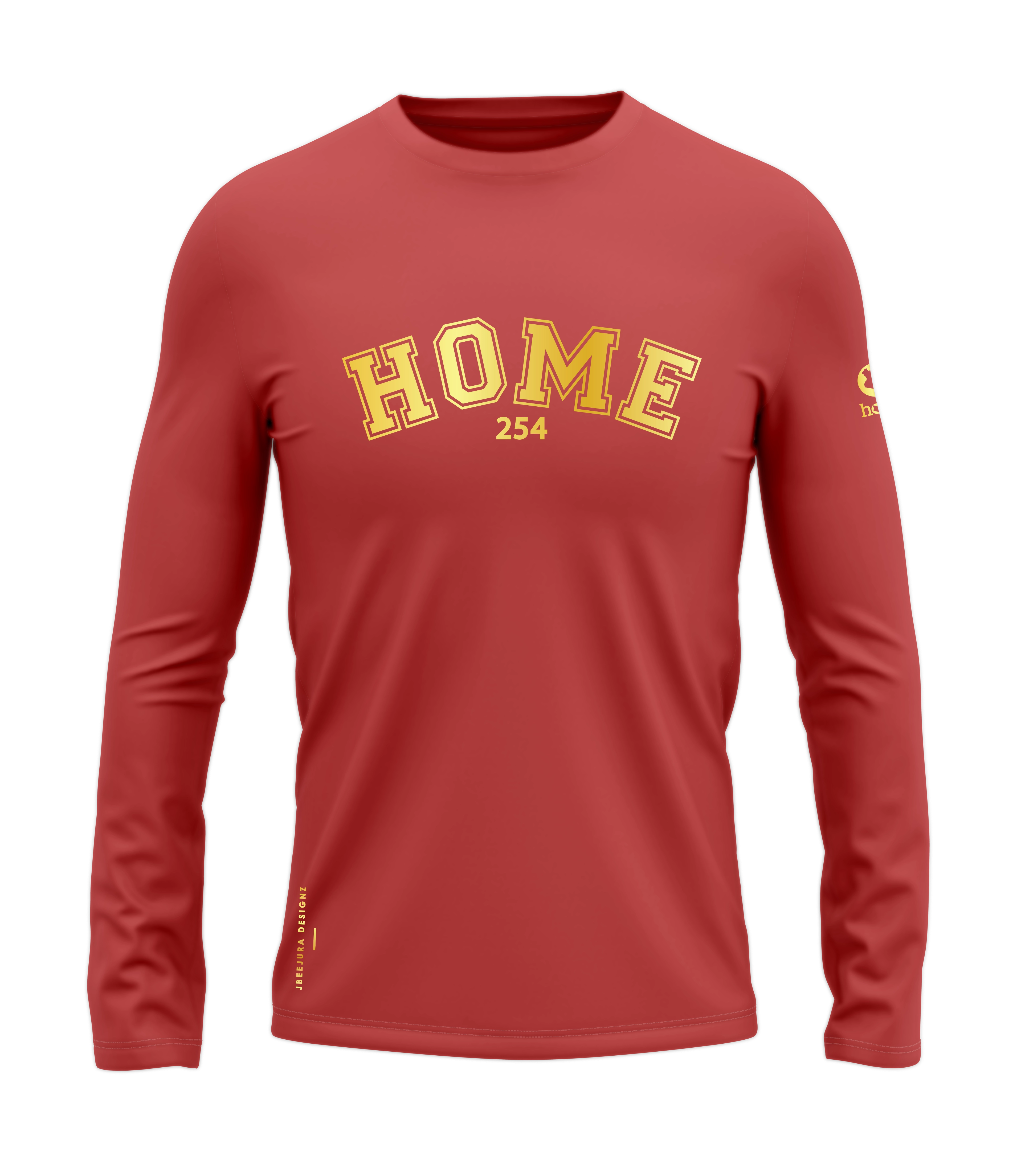 home_254 LONG-SLEEVED MULBERRY T-SHIRT WITH A GOLD COLLEGE PRINT – COTTON PLUS FABRIC