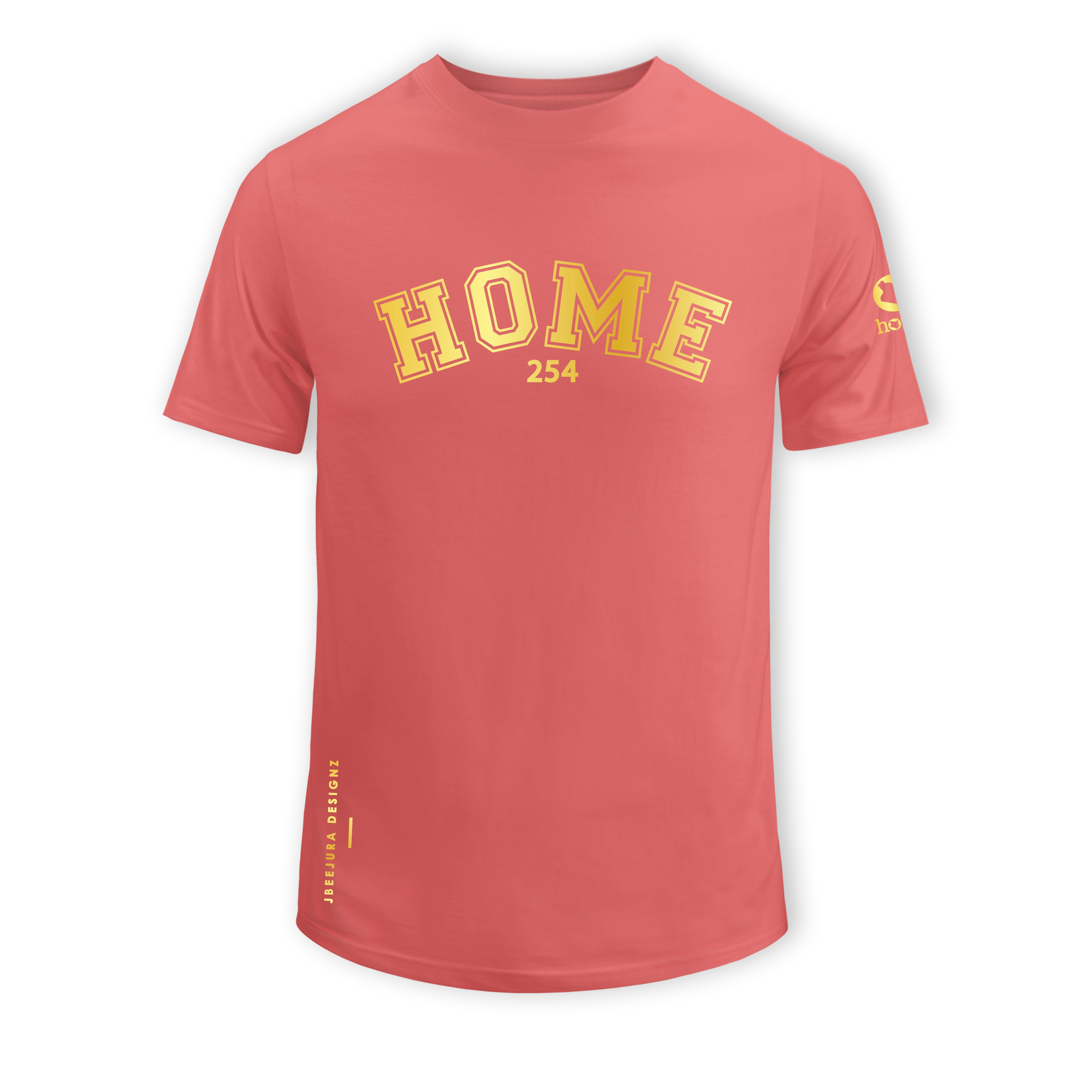 home_254 SHORT-SLEEVED MULBERRY T-SHIRT WITH A GOLD COLLEGE PRINT – COTTON PLUS FABRIC