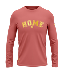 home_254 LONG-SLEEVED MULBERRY T-SHIRT WITH A GOLD COLLEGE PRINT – COTTON PLUS FABRIC