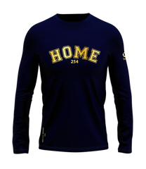 home_254 LONG-SLEEVED NAVY-BLUE T-SHIRT WITH A GOLD COLLEGE PRINT – COTTON PLUS FABRIC
