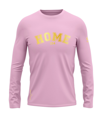 home_254 LONG-SLEEVED PINK T-SHIRT WITH A GOLD COLLEGE PRINT – COTTON PLUS FABRIC