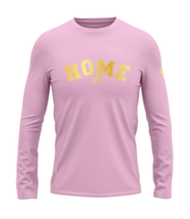 home_254 LONG-SLEEVED PINK T-SHIRT WITH A GOLD COLLEGE PRINT – COTTON PLUS FABRIC