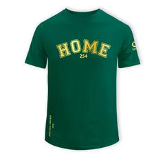 home_254 SHORT-SLEEVED RICH GREEN T-SHIRT WITH A GOLD COLLEGE PRINT – COTTON PLUS FABRIC