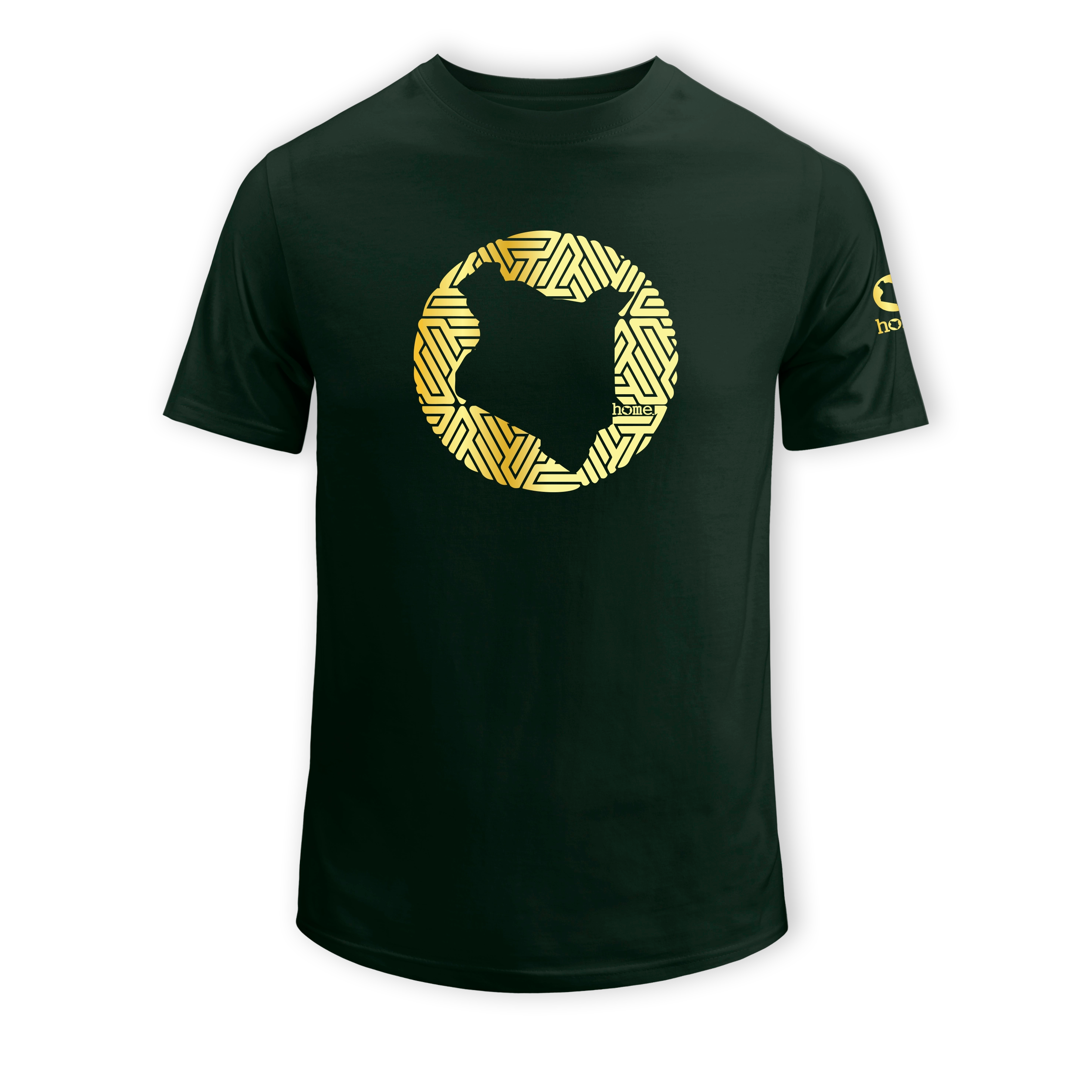 home_254 SHORT-SLEEVED FOREST GREEN T-SHIRT WITH A GOLD MAP PRINT – COTTON PLUS FABRIC