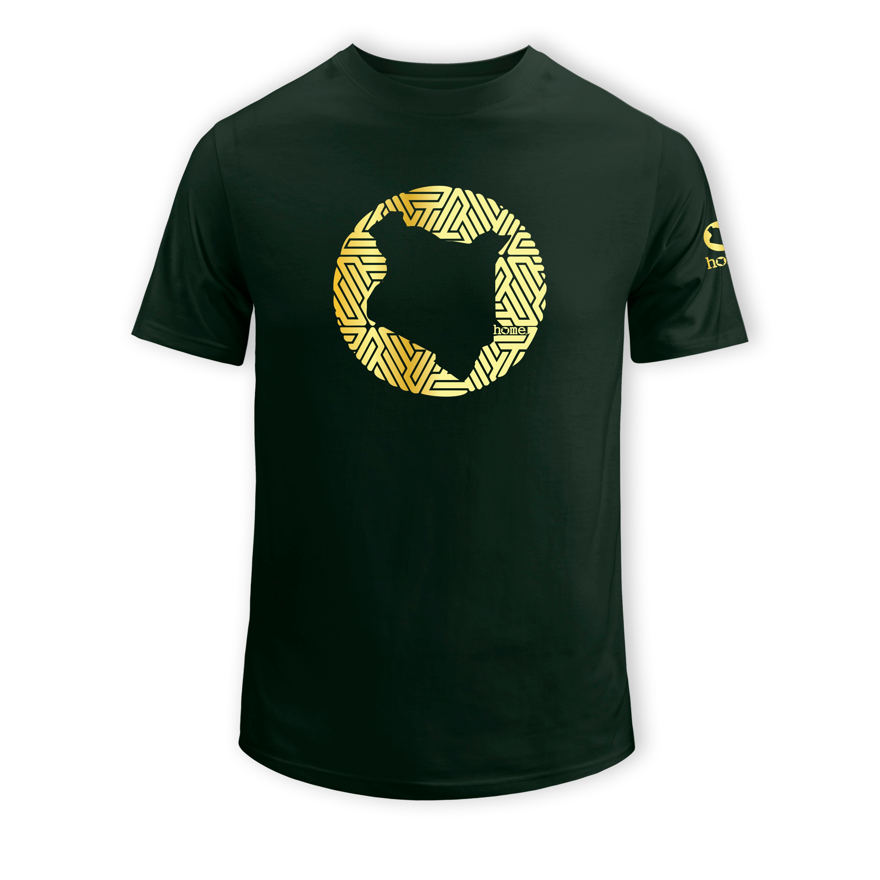 home_254 KIDS SHORT-SLEEVED FOREST GREEN T-SHIRT WITH A GOLD MAP PRINT – COTTON PLUS FABRIC