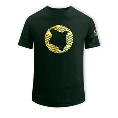 home_254 KIDS SHORT-SLEEVED FOREST GREEN T-SHIRT WITH A GOLD MAP PRINT – COTTON PLUS FABRIC