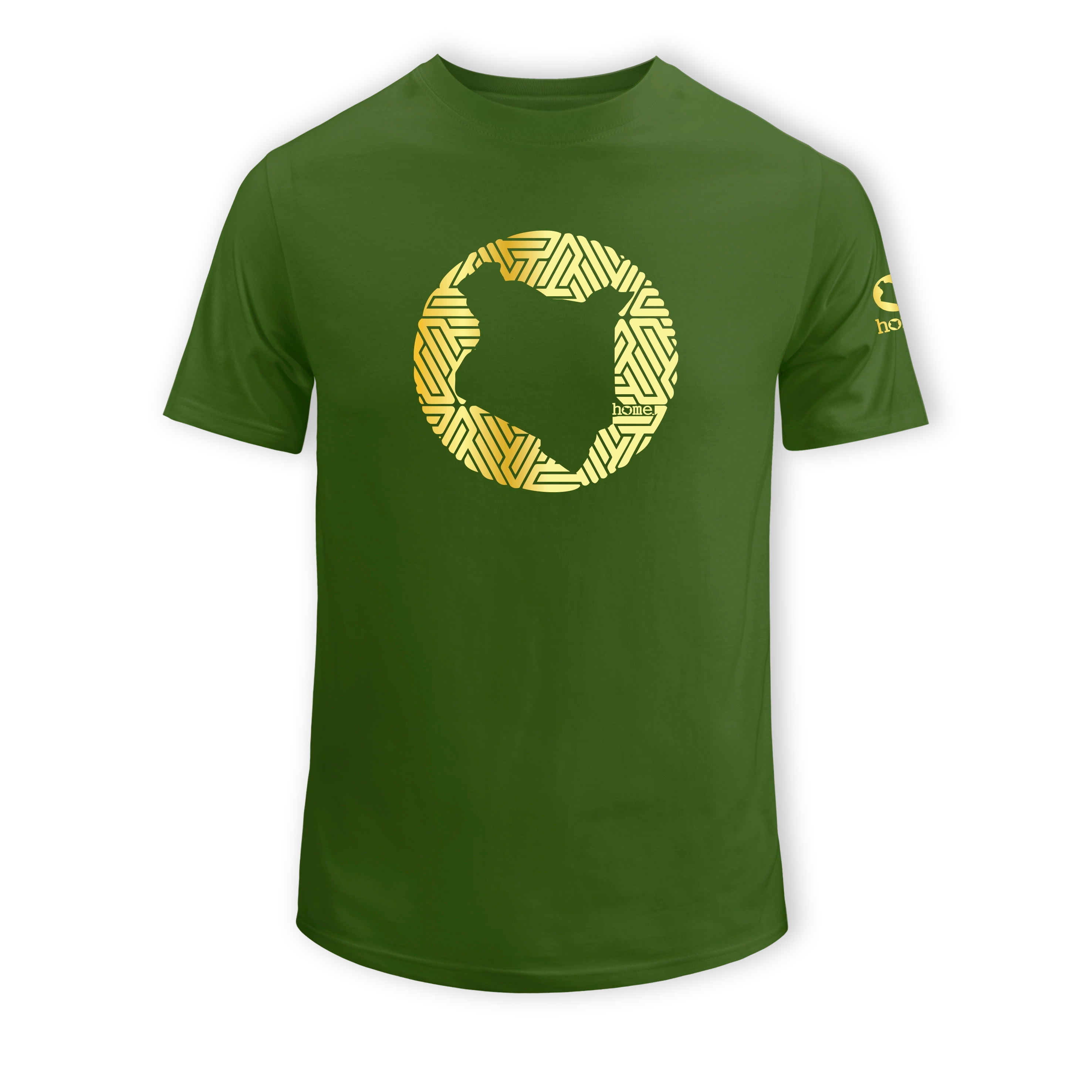 home_254 SHORT-SLEEVED JUNGLE GREEN T-SHIRT WITH A GOLD MAP PRINT – COTTON PLUS FABRIC