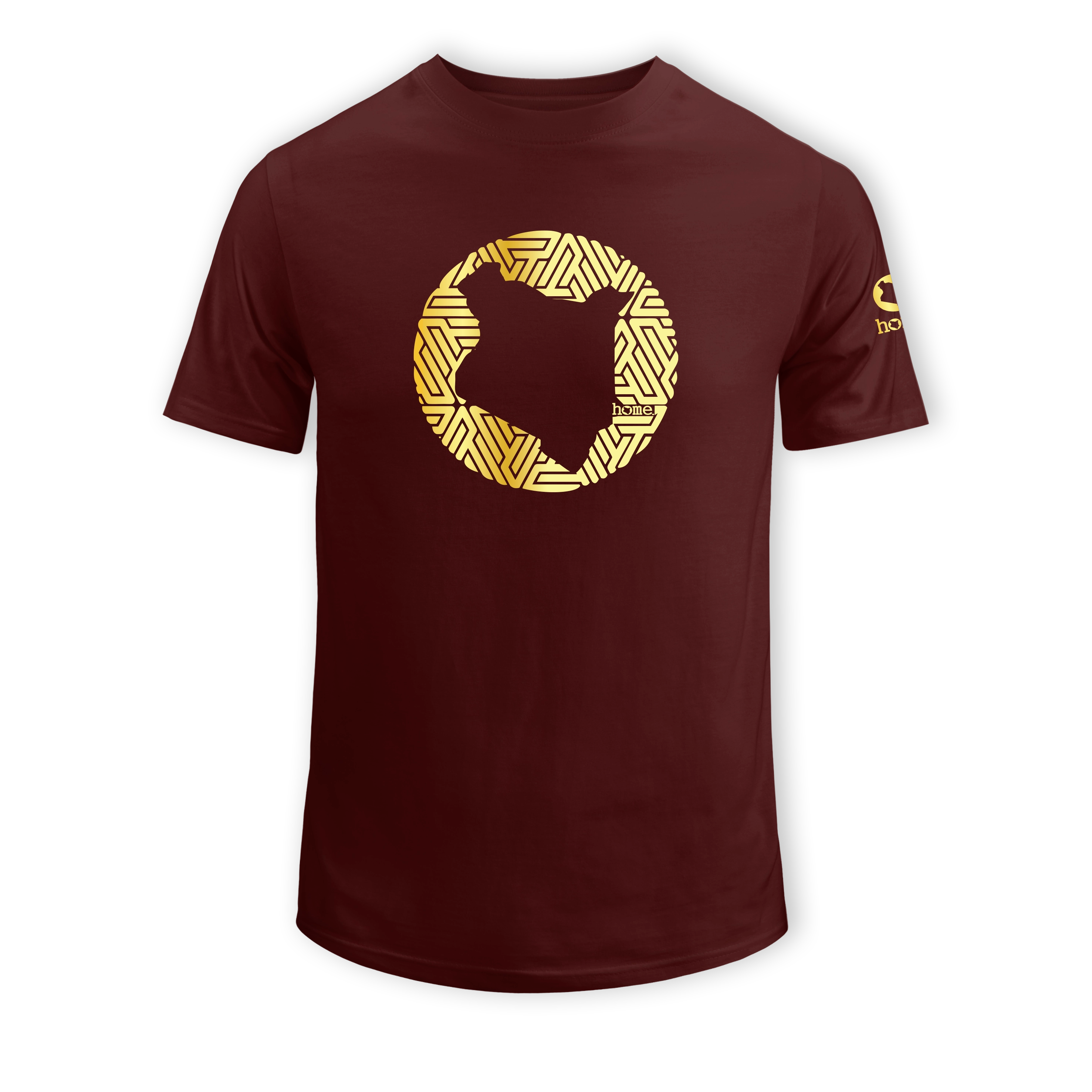 home_254 KIDS SHORT-SLEEVED MAROON T-SHIRT WITH A GOLD MAP PRINT – COTTON PLUS FABRIC