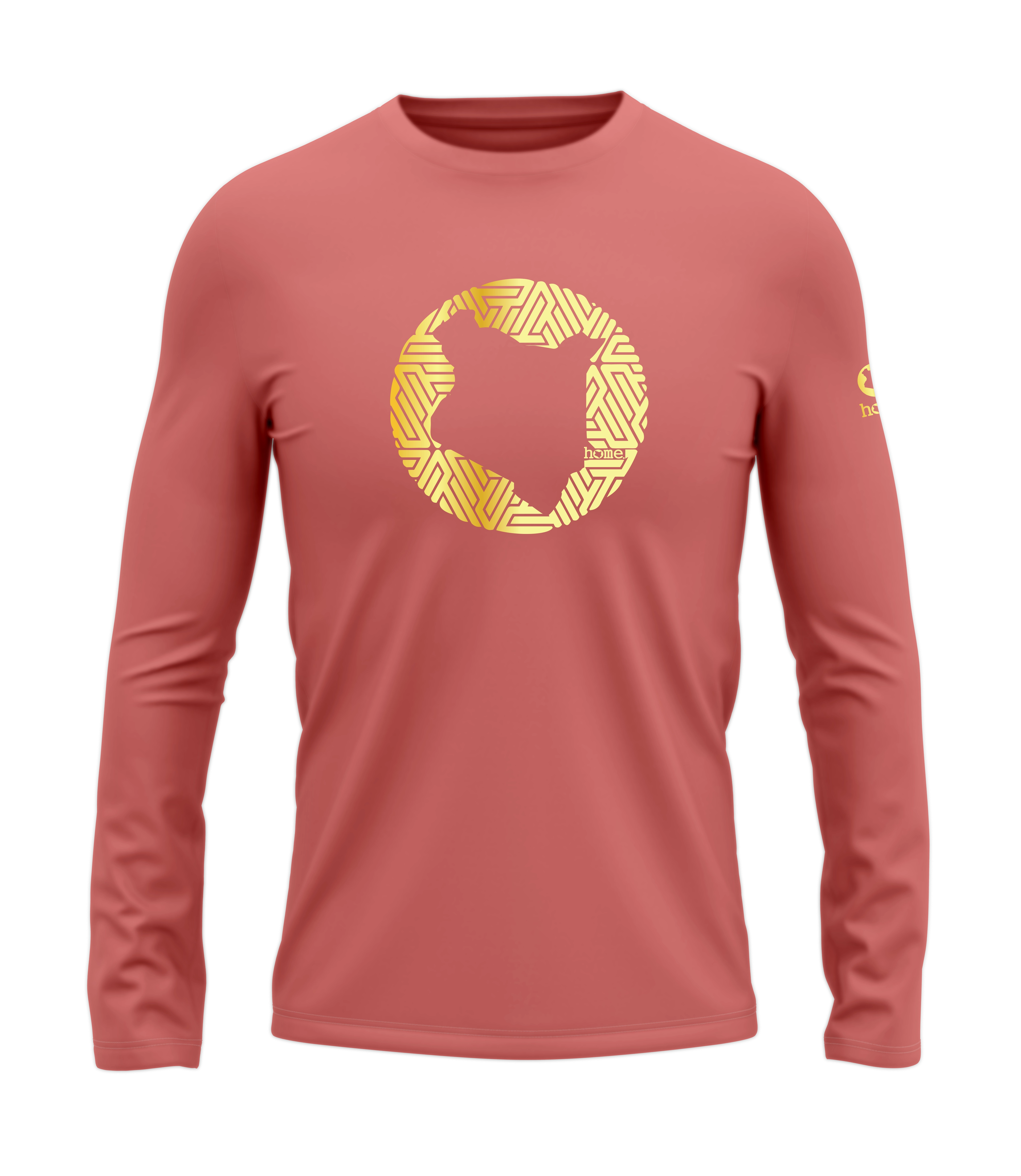 home_254 LONG-SLEEVED MULBERRY T-SHIRT WITH A GOLD MAP PRINT – COTTON PLUS FABRIC