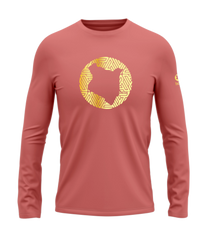 home_254 LONG-SLEEVED MULBERRY T-SHIRT WITH A GOLD MAP PRINT – COTTON PLUS FABRIC