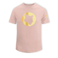 home_254 KIDS SHORT-SLEEVED PEACH T-SHIRT WITH A GOLD MAP PRINT – COTTON PLUS FABRIC