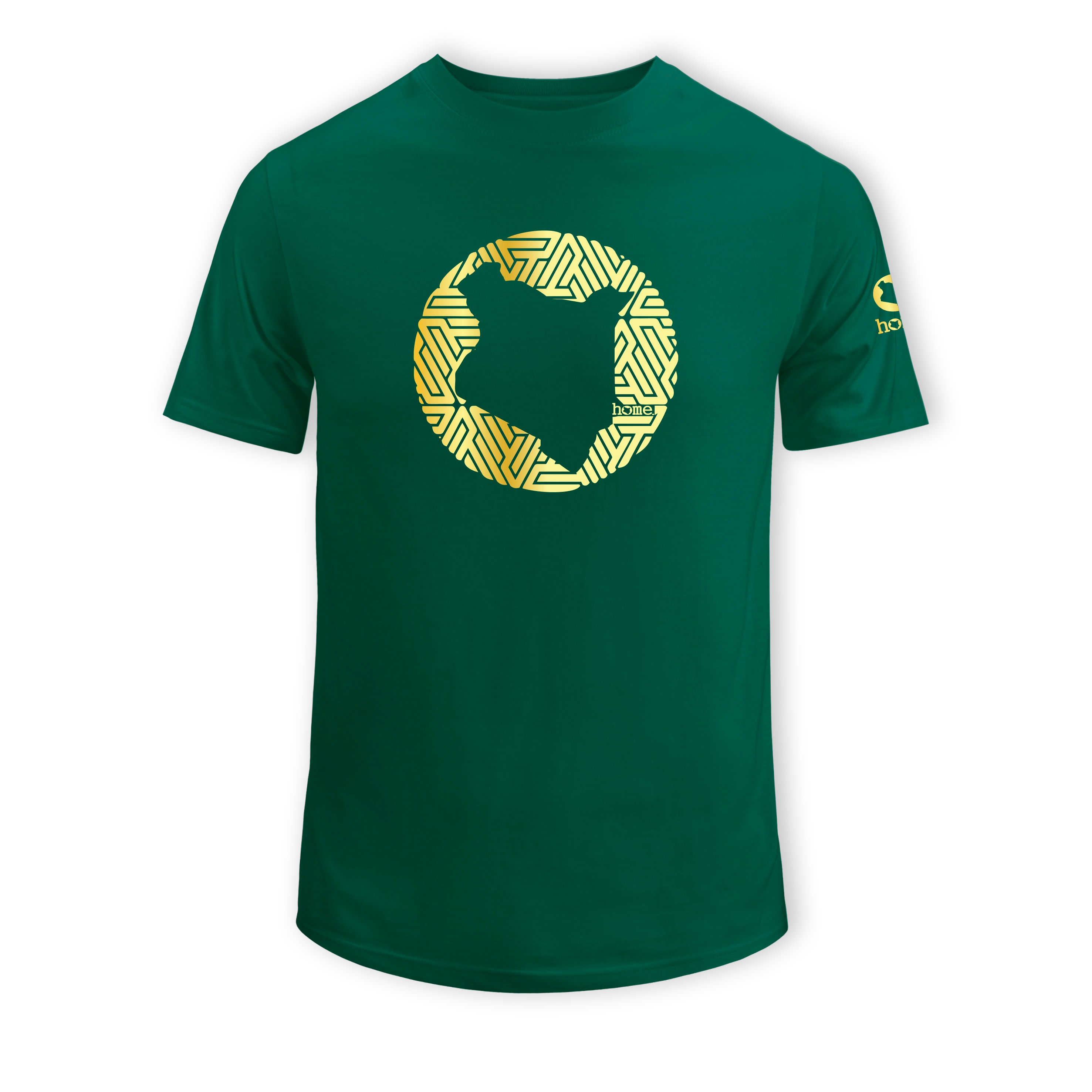 home_254 SHORT-SLEEVED RICH GREEN T-SHIRT WITH A GOLD MAP PRINT – COTTON PLUS FABRIC