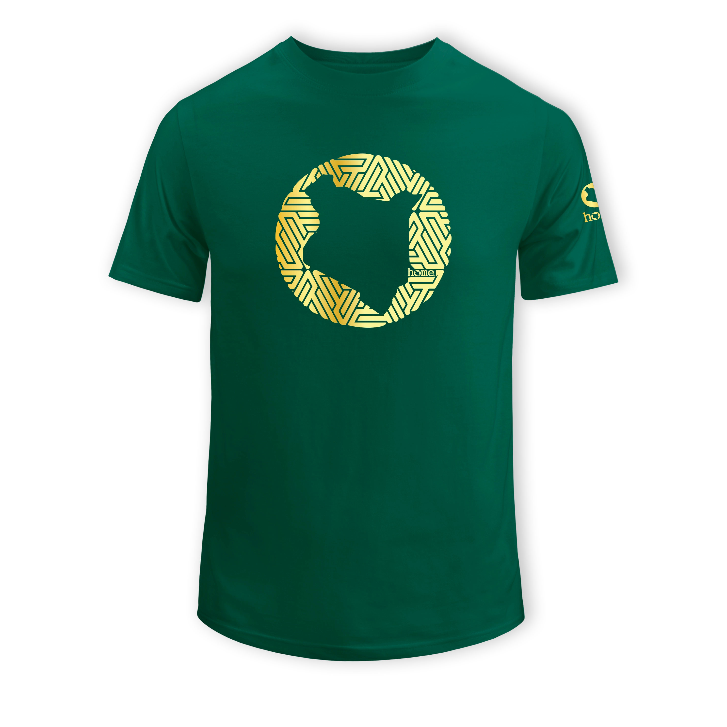 home_254 KIDS SHORT-SLEEVED RICH GREEN T-SHIRT WITH A GOLD MAP PRINT – COTTON PLUS FABRIC