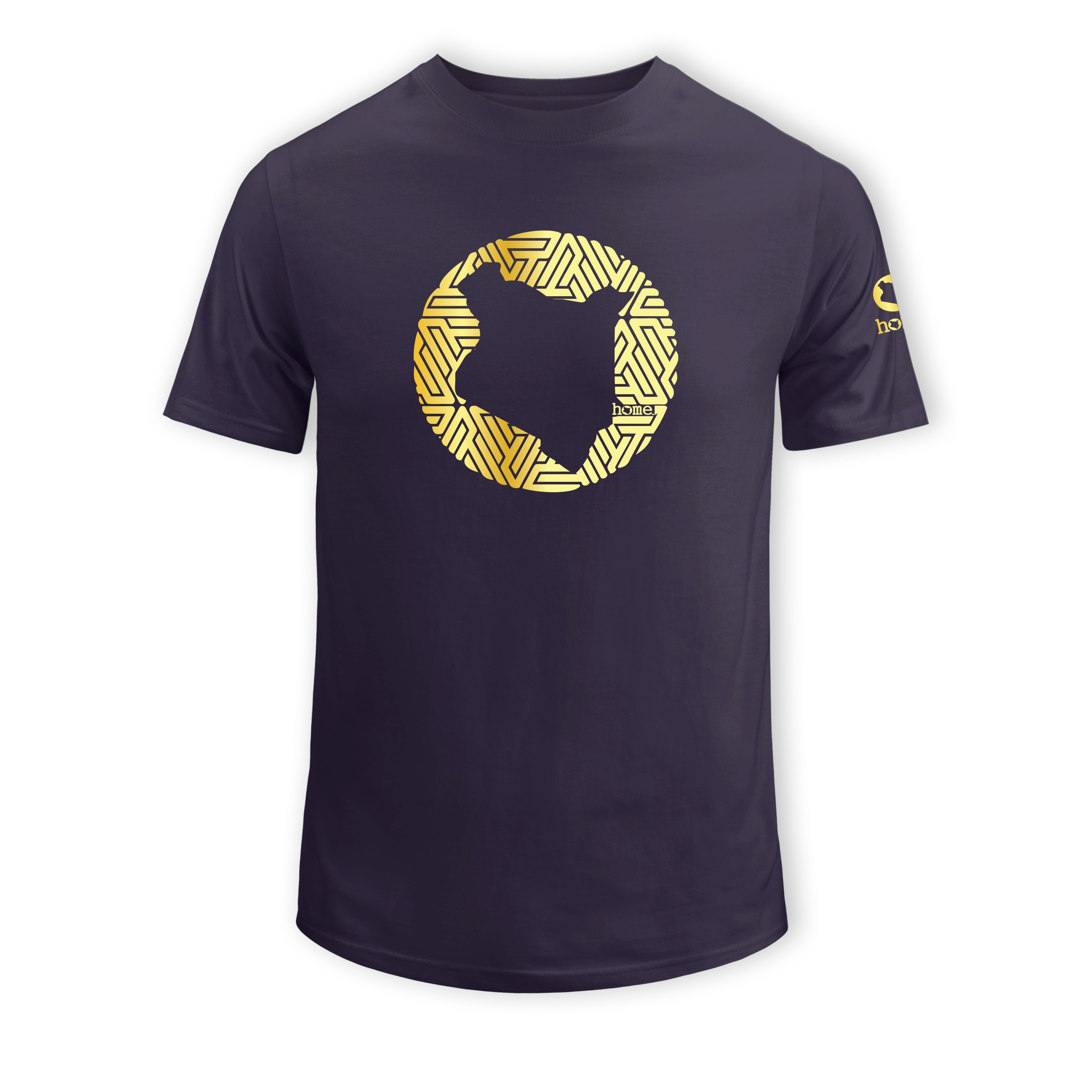 home_254 SHORT-SLEEVED RICH PURPLE T-SHIRT WITH A GOLD MAP PRINT – COTTON PLUS FABRIC