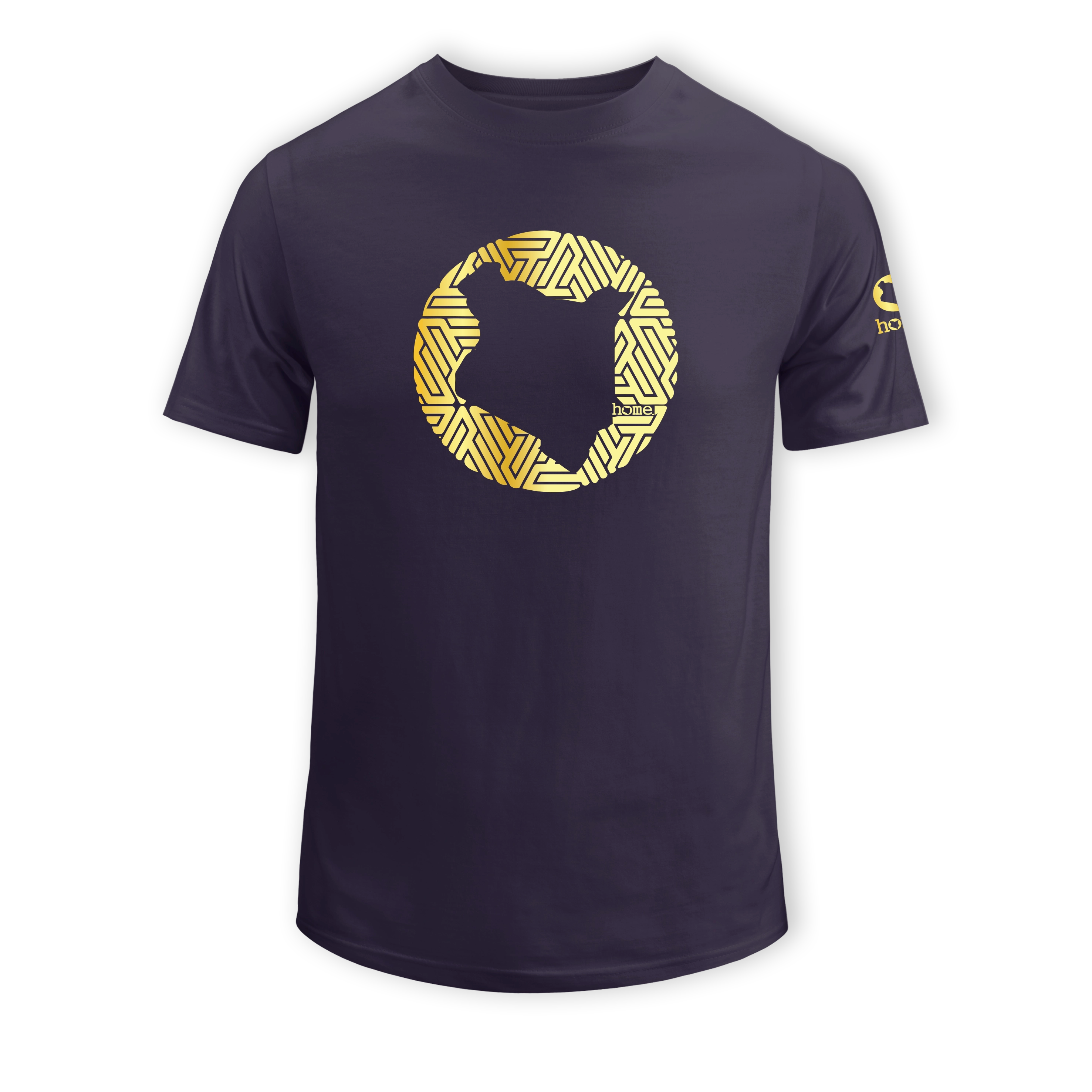 home_254 KIDS SHORT-SLEEVED RICH PURPLE T-SHIRT WITH A GOLD MAP PRINT – COTTON PLUS FABRIC