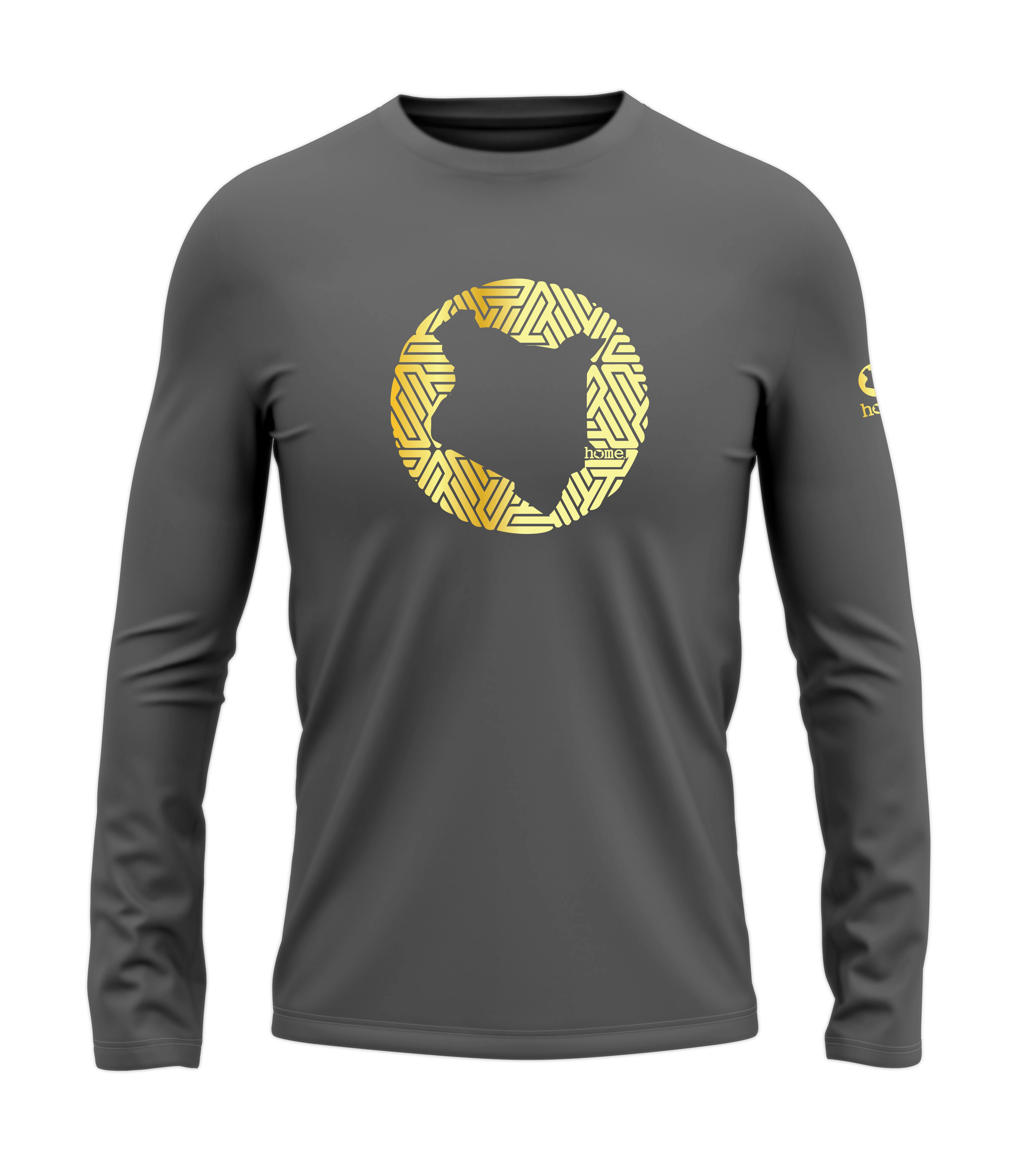 home_254 LONG-SLEEVED SAGE T-SHIRT WITH A GOLD MAP PRINT – COTTON PLUS FABRIC