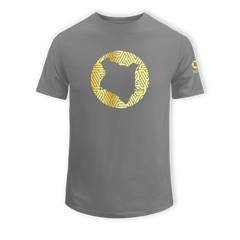 home_254 SHORT-SLEEVED SAGE T-SHIRT WITH A GOLD MAP PRINT – COTTON PLUS FABRIC
