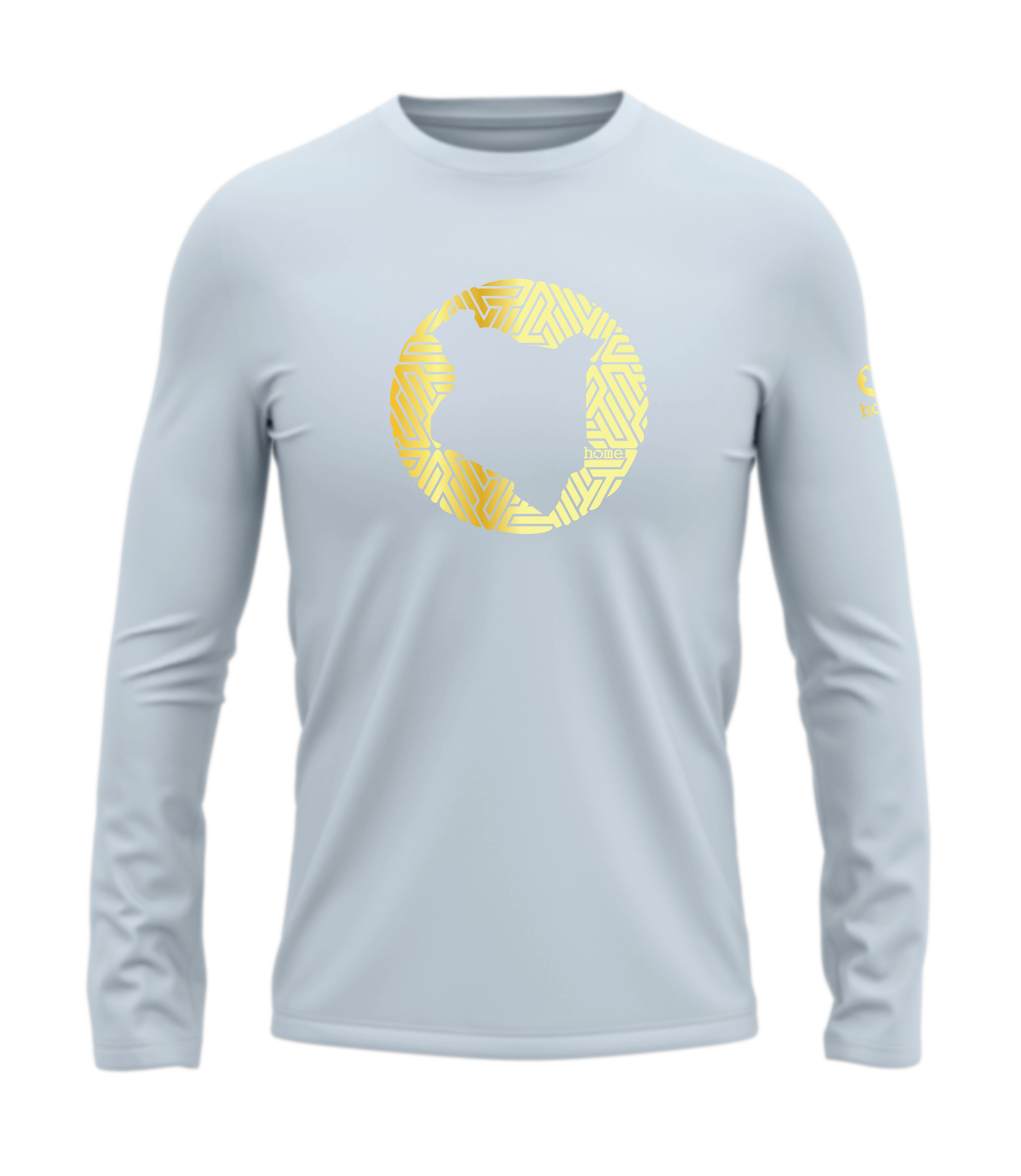 home_254 LONG-SLEEVED SKY-BLUE T-SHIRT WITH A GOLD MAP PRINT – COTTON PLUS FABRIC