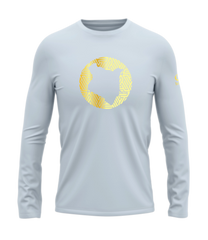home_254 LONG-SLEEVED SKY-BLUE T-SHIRT WITH A GOLD MAP PRINT – COTTON PLUS FABRIC