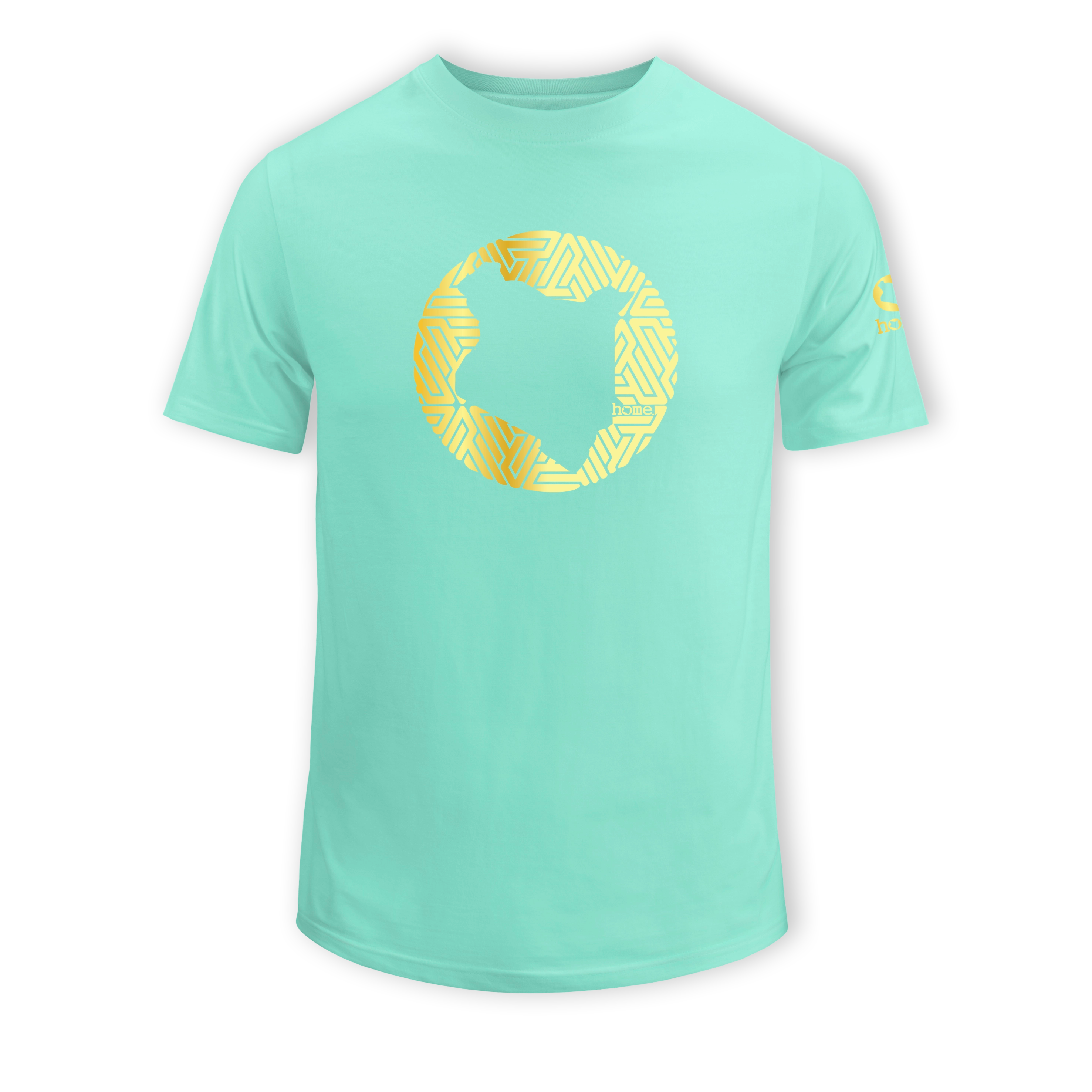 home_254 KIDS SHORT-SLEEVED TURQUOISE GREEN T-SHIRT WITH A GOLD MAP PRINT – COTTON PLUS FABRIC