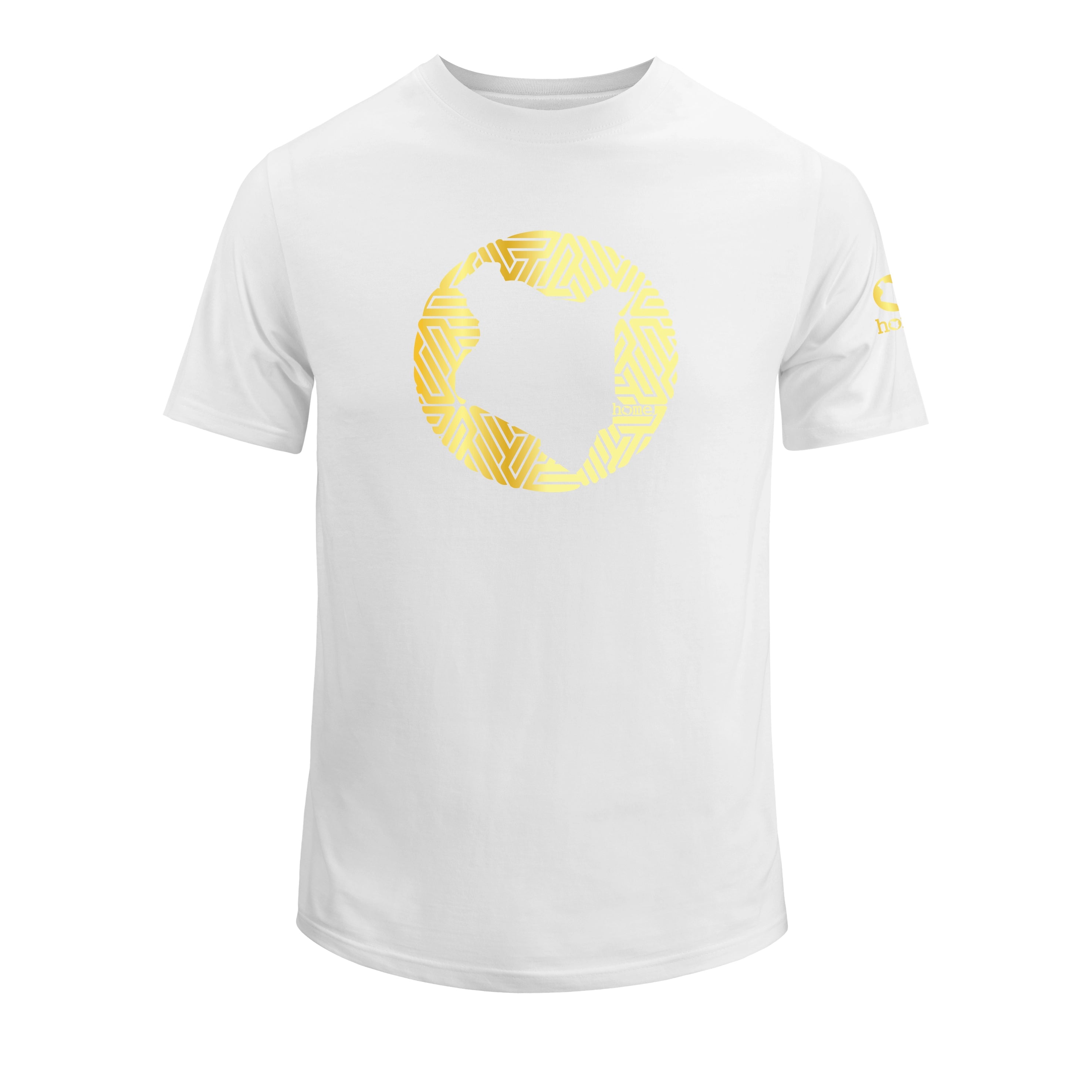 home_254 SHORT-SLEEVED WHITE T-SHIRT WITH A GOLD MAP PRINT – COTTON PLUS FABRIC