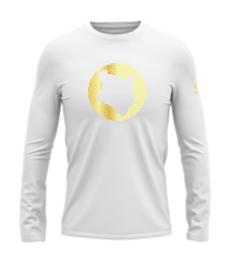 home_254 LONG-SLEEVED WHITE T-SHIRT WITH A GOLD MAP PRINT – COTTON PLUS FABRIC