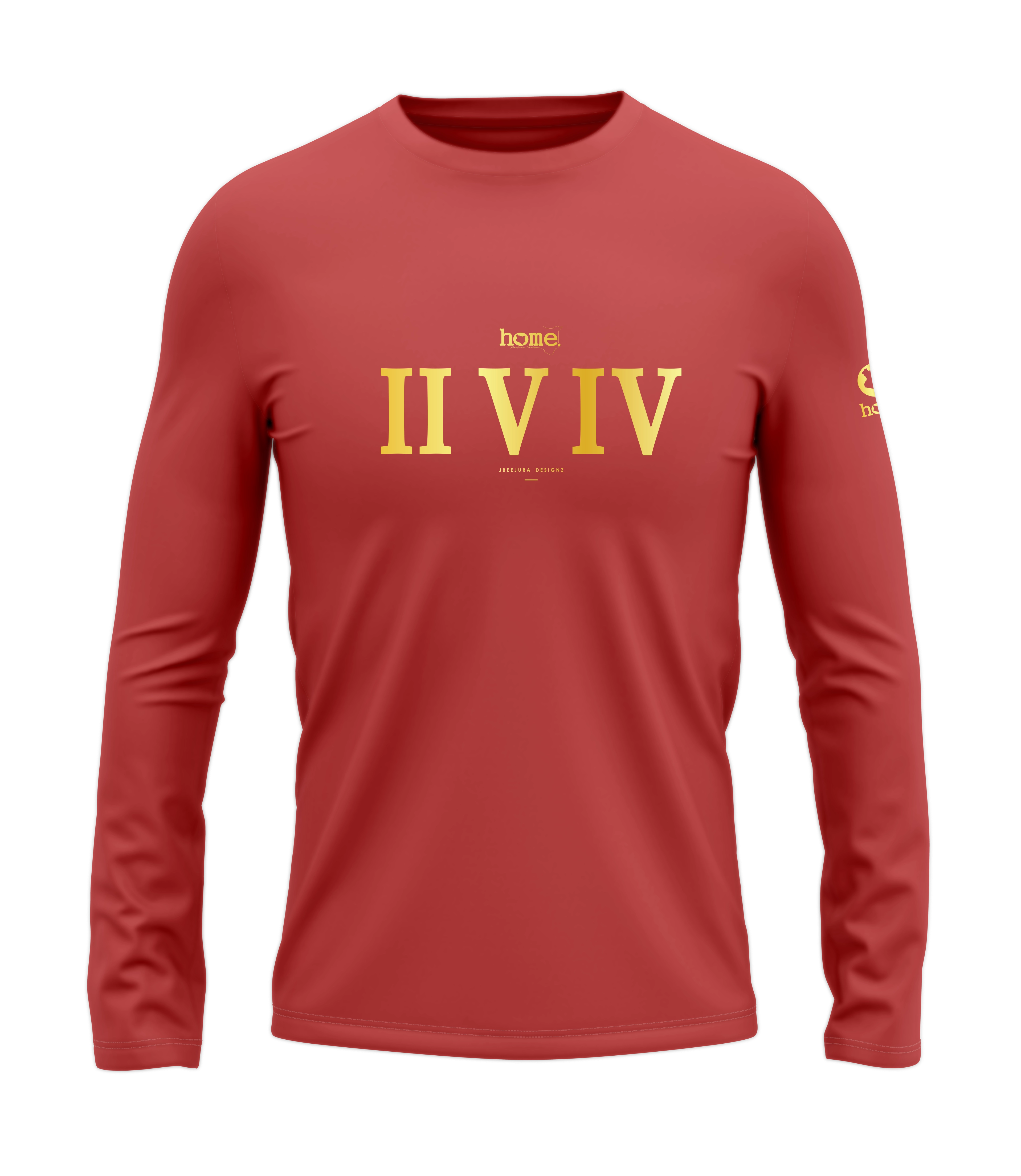 home_254 LONG-SLEEVED MULBERRY T-SHIRT WITH A GOLD  ROMAN NUMERALS PRINT – COTTON PLUS FABRIC