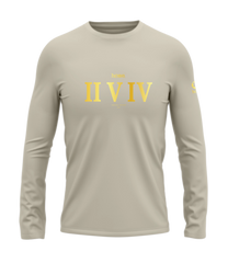 home_254 LONG-SLEEVED NUDE T-SHIRT WITH A GOLD ROMAN NUMERALS PRINT – COTTON PLUS FABRIC