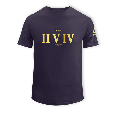 home_254 KIDS SHORT-SLEEVED RICH PURPLE T-SHIRT WITH A GOLD ROMAN NUMERALS PRINT – COTTON PLUS FABRIC