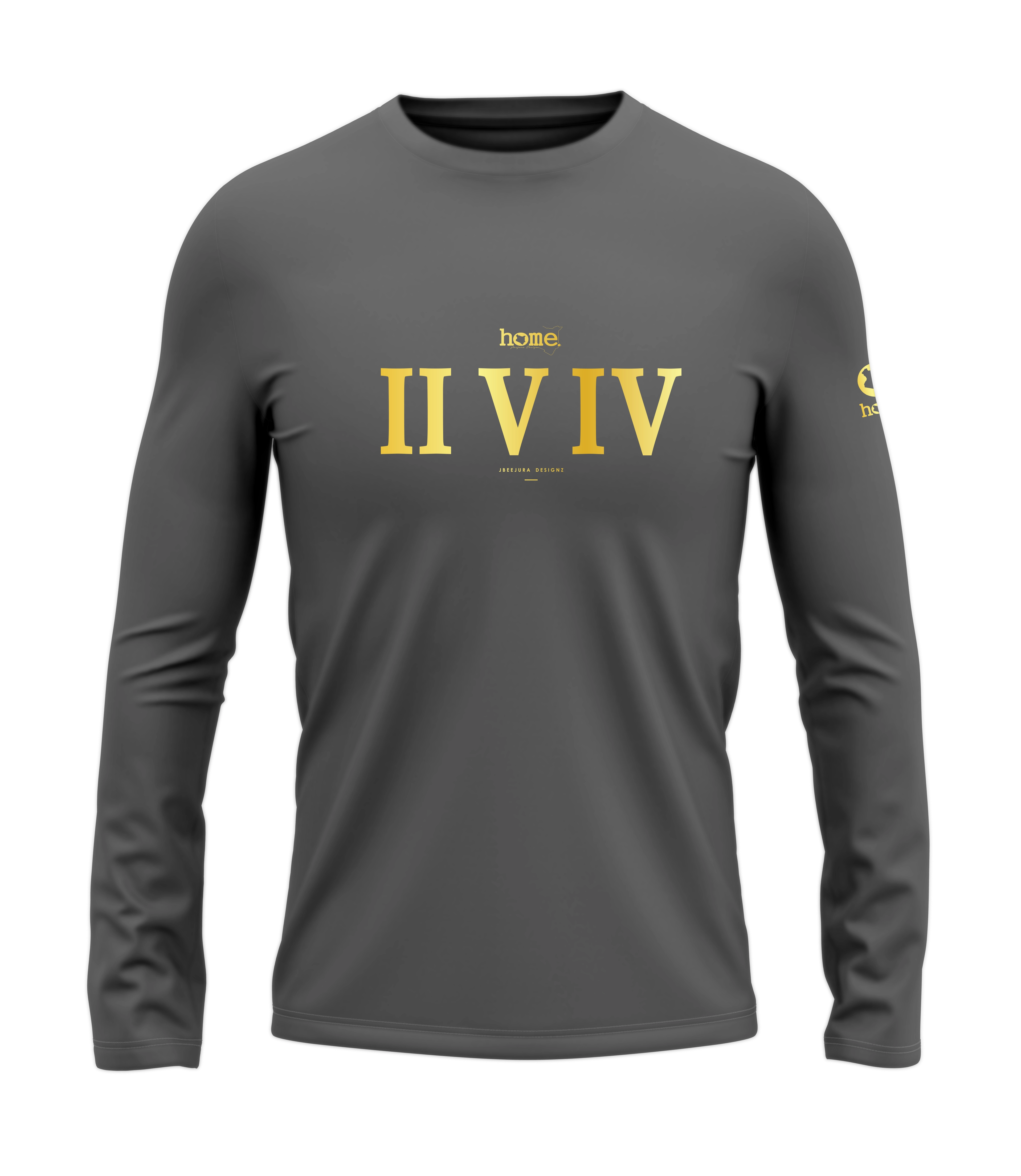 home_254 LONG-SLEEVED SAGE T-SHIRT WITH A GOLD ROMAN NUMERALS PRINT – COTTON PLUS FABRIC
