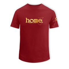 home_254 KIDS SHORT-SLEEVED MAROON RED T-SHIRT WITH A GOLD CLASSIC WORDS PRINT – COTTON PLUS FABRIC