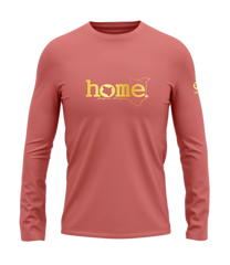 home_254 LONG-SLEEVED MULBERRY T-SHIRT WITH A GOLD WORDS PRINT – COTTON PLUS FABRIC