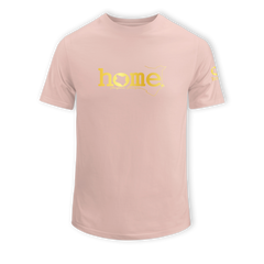 home_254 KIDS SHORT-SLEEVED PEACH T-SHIRT WITH A GOLD CLASSIC WORDS PRINT – COTTON PLUS FABRIC