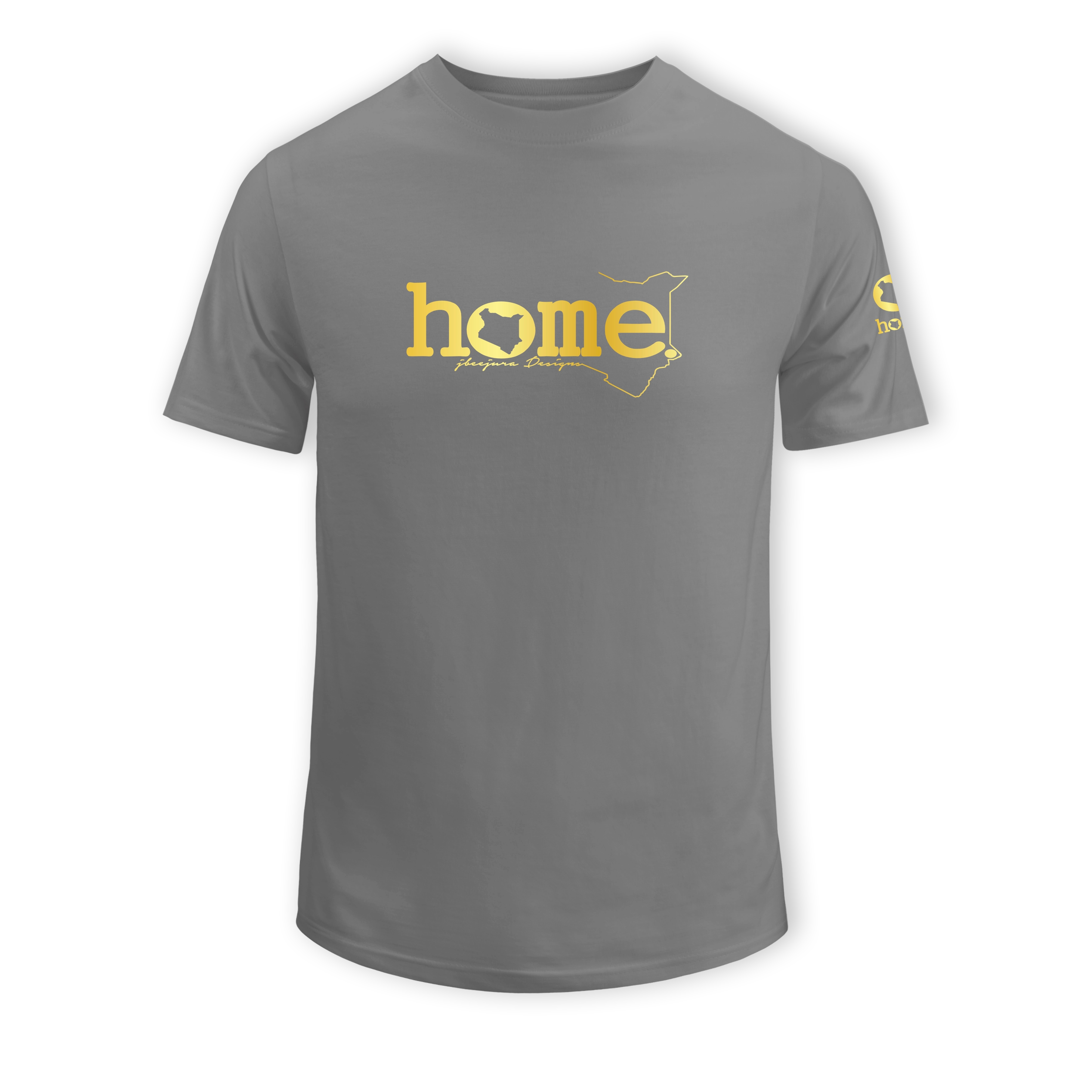 home_254 SHORT-SLEEVED SAGE T-SHIRT WITH A GOLD CLASSIC WORDS PRINT – COTTON PLUS FABRIC