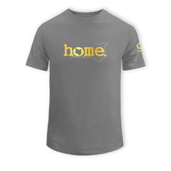 home_254 SHORT-SLEEVED SAGE T-SHIRT WITH A GOLD CLASSIC WORDS PRINT – COTTON PLUS FABRIC