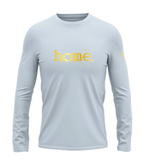 home_254 LONG-SLEEVED SKY-BLUE T-SHIRT WITH A GOLD CLASSIC WORDS PRINT – COTTON PLUS FABRIC