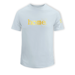 home_254 SHORT-SLEEVED SKY-BLUE T-SHIRT WITH A GOLD CLASSIC WORDS PRINT – COTTON PLUS FABRIC