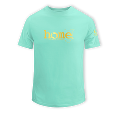 home_254 KIDS SHORT-SLEEVED TURQUOISE GREEN T-SHIRT WITH A GOLD CLASSIC WORDS PRINT – COTTON PLUS FABRIC