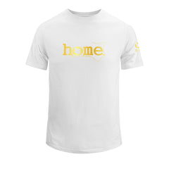 home_254 KIDS SHORT-SLEEVED WHITE T-SHIRT WITH A GOLD CLASSIC WORDS PRINT – COTTON PLUS FABRIC