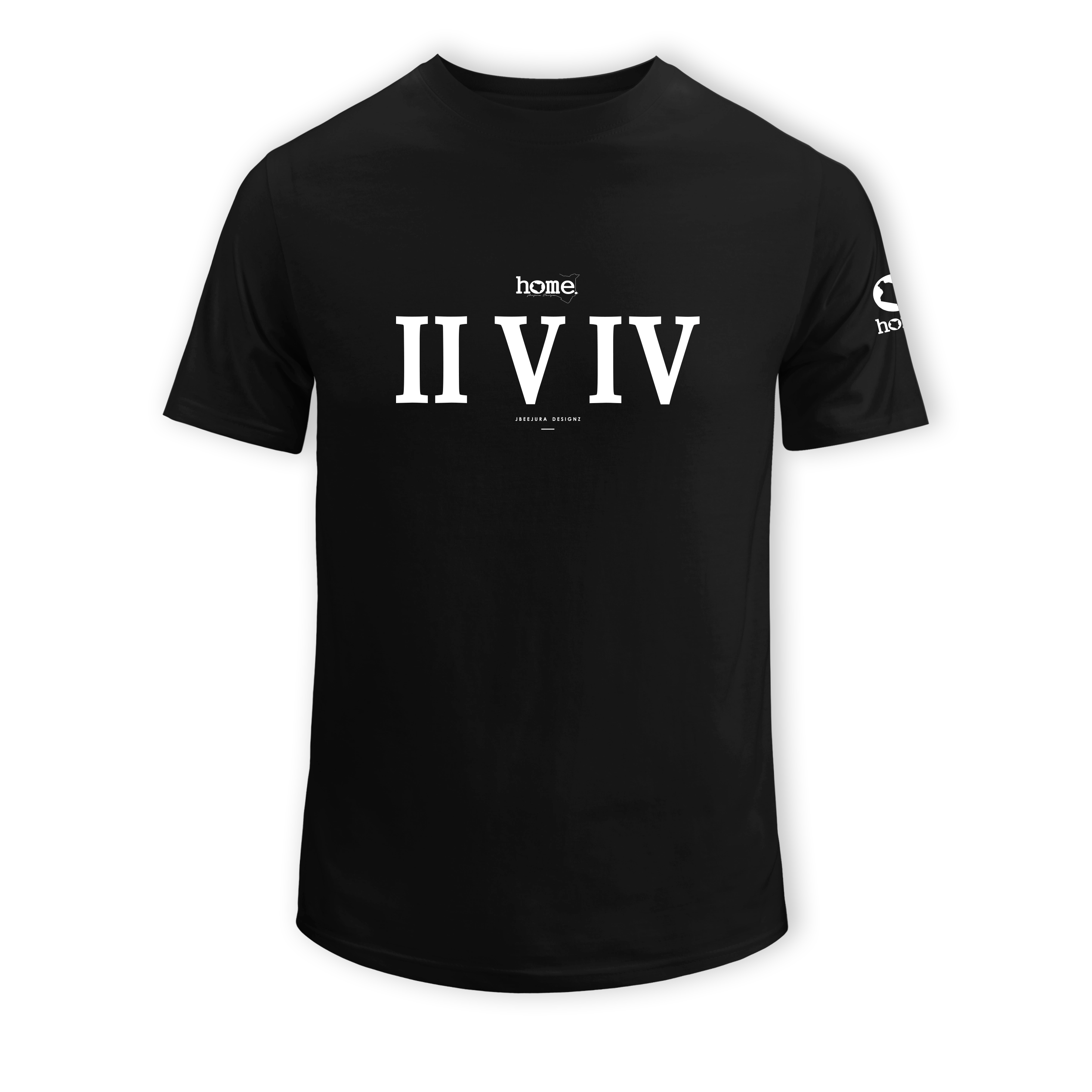 home_254 SHORT-SLEEVED BLACK T-SHIRT WITH A WHITE  ROMAN NUMERALS PRINT – COTTON PLUS FABRIC