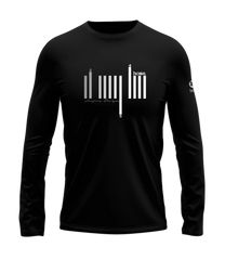 home_254 LONG-SLEEVED BLACK T-SHIRT WITH A SILVER BARS PRINT – COTTON PLUS FABRIC