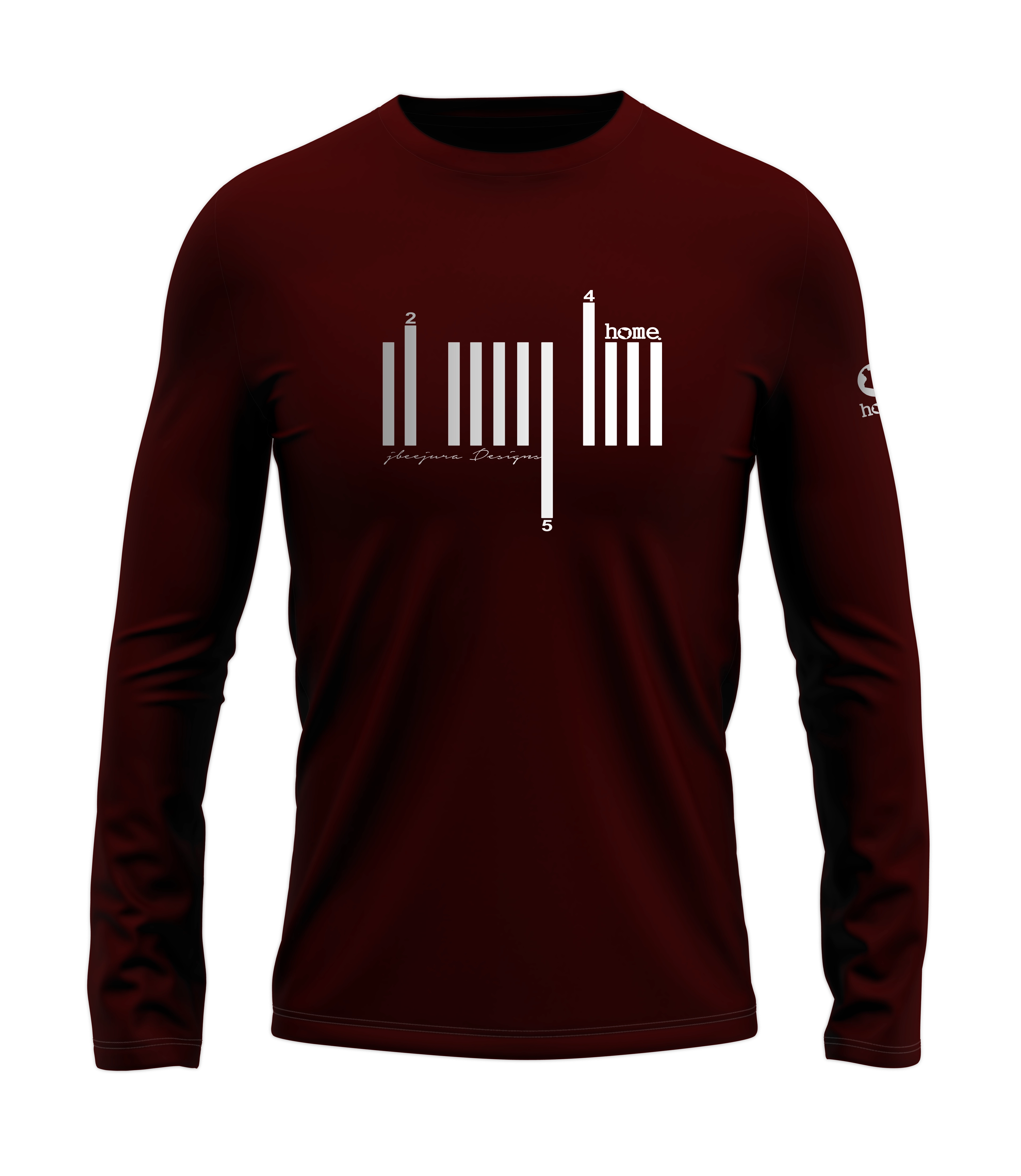 home_254 LONG-SLEEVED MAROON T-SHIRT WITH A SILVER BARS PRINT – COTTON PLUS FABRIC