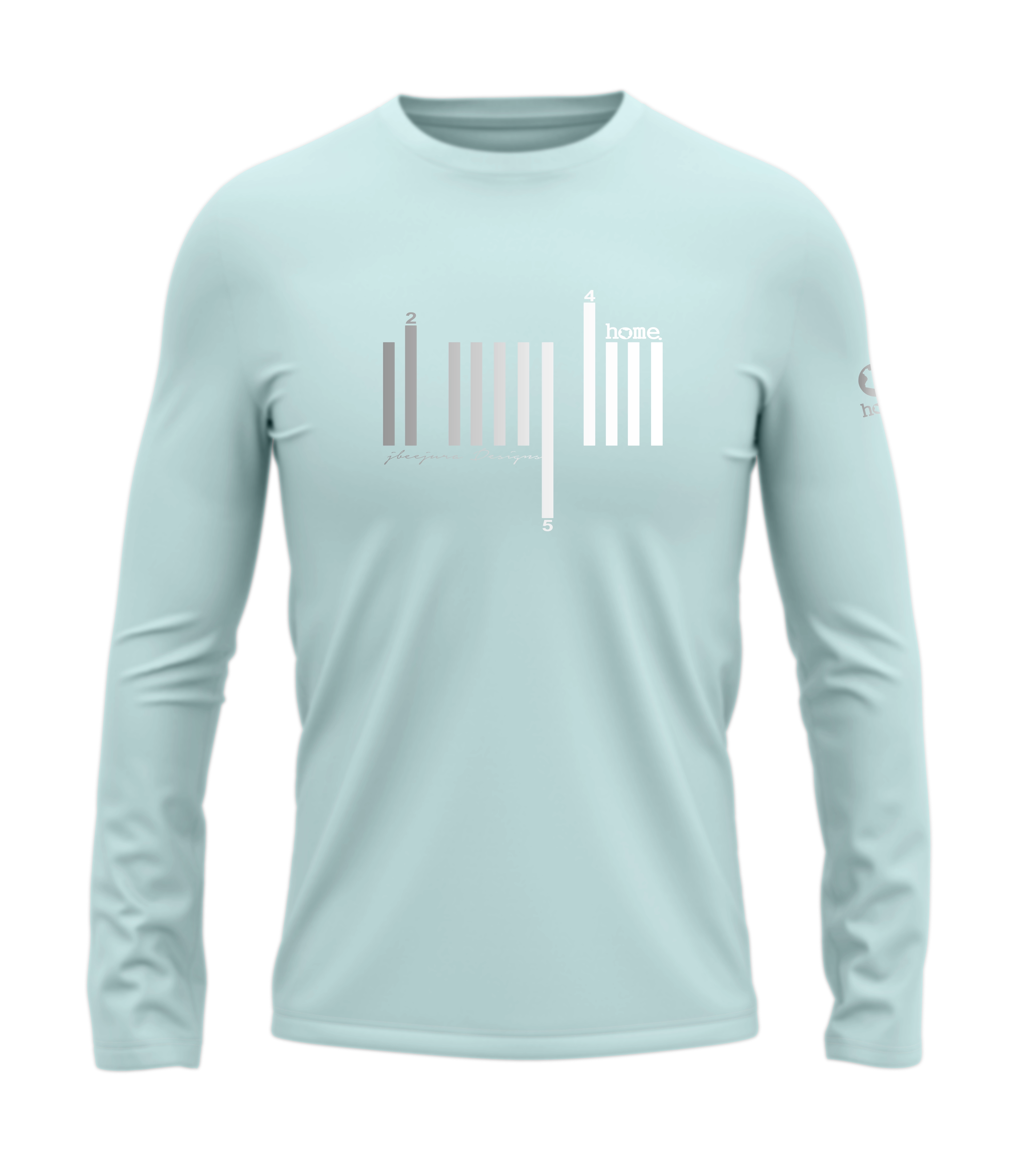 home_254 LONG-SLEEVED MISTY BLUE T-SHIRT WITH A SILVER BARS PRINT – COTTON PLUS FABRIC