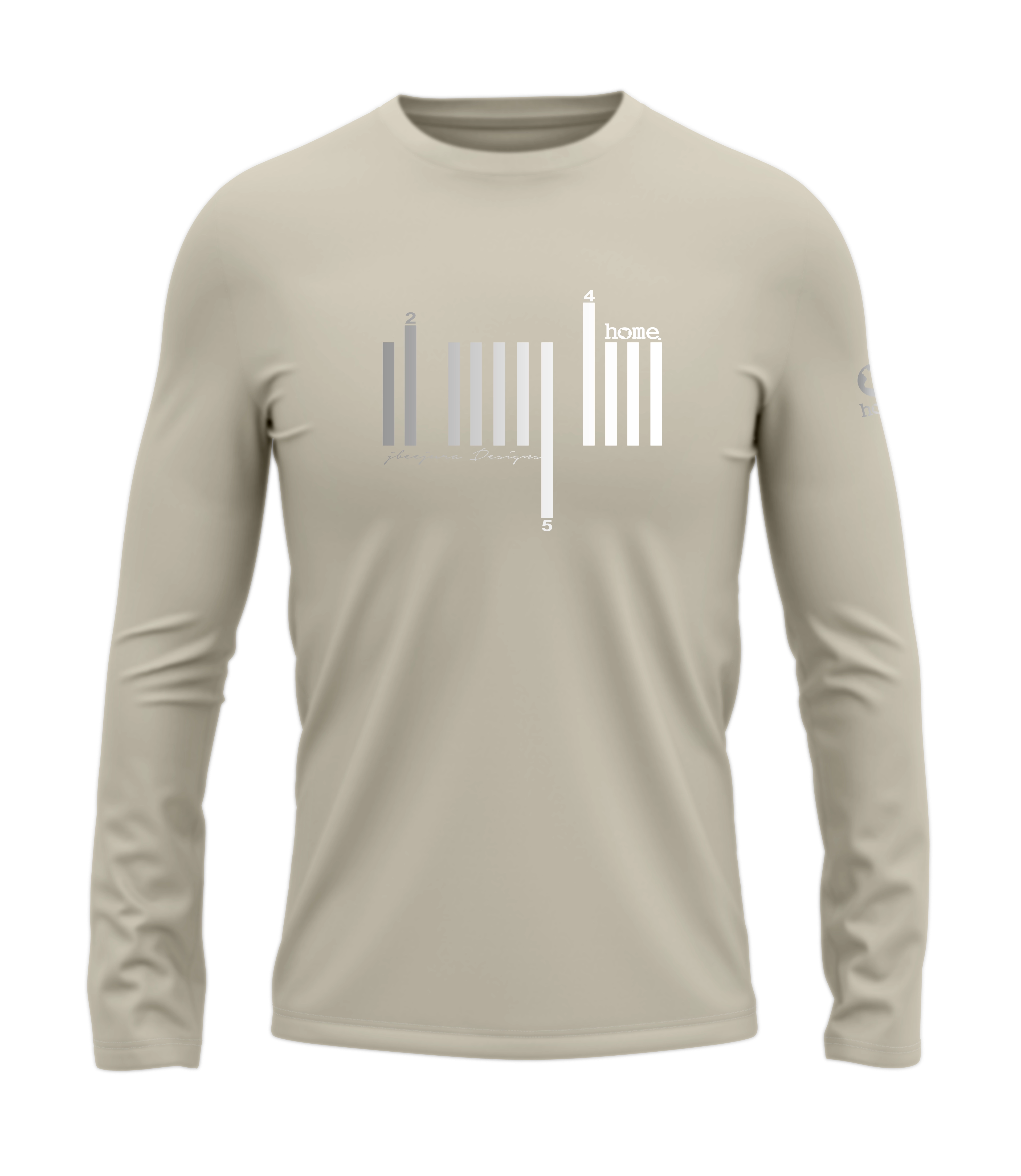 home_254 LONG-SLEEVED NUDE T-SHIRT WITH A SILVER BARS PRINT – COTTON PLUS FABRIC