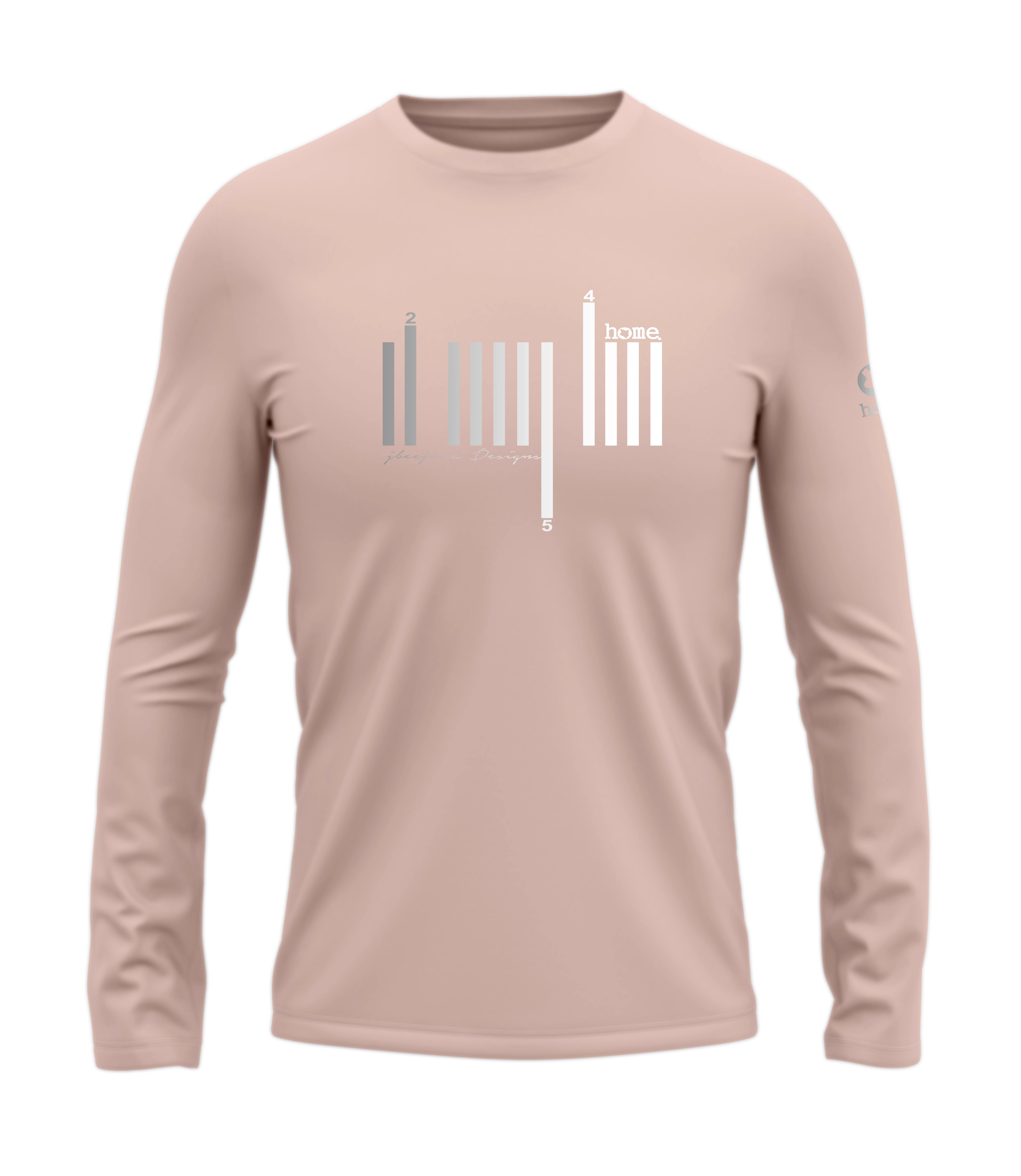 home_254 LONG-SLEEVED PEACH T-SHIRT WITH A SILVER BARS PRINT – COTTON PLUS FABRIC