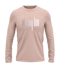 home_254 LONG-SLEEVED PEACH T-SHIRT WITH A SILVER BARS PRINT – COTTON PLUS FABRIC