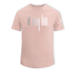 home_254 SHORT-SLEEVED PEACH T-SHIRT WITH A SILVER BARS PRINT – COTTON PLUS FABRIC
