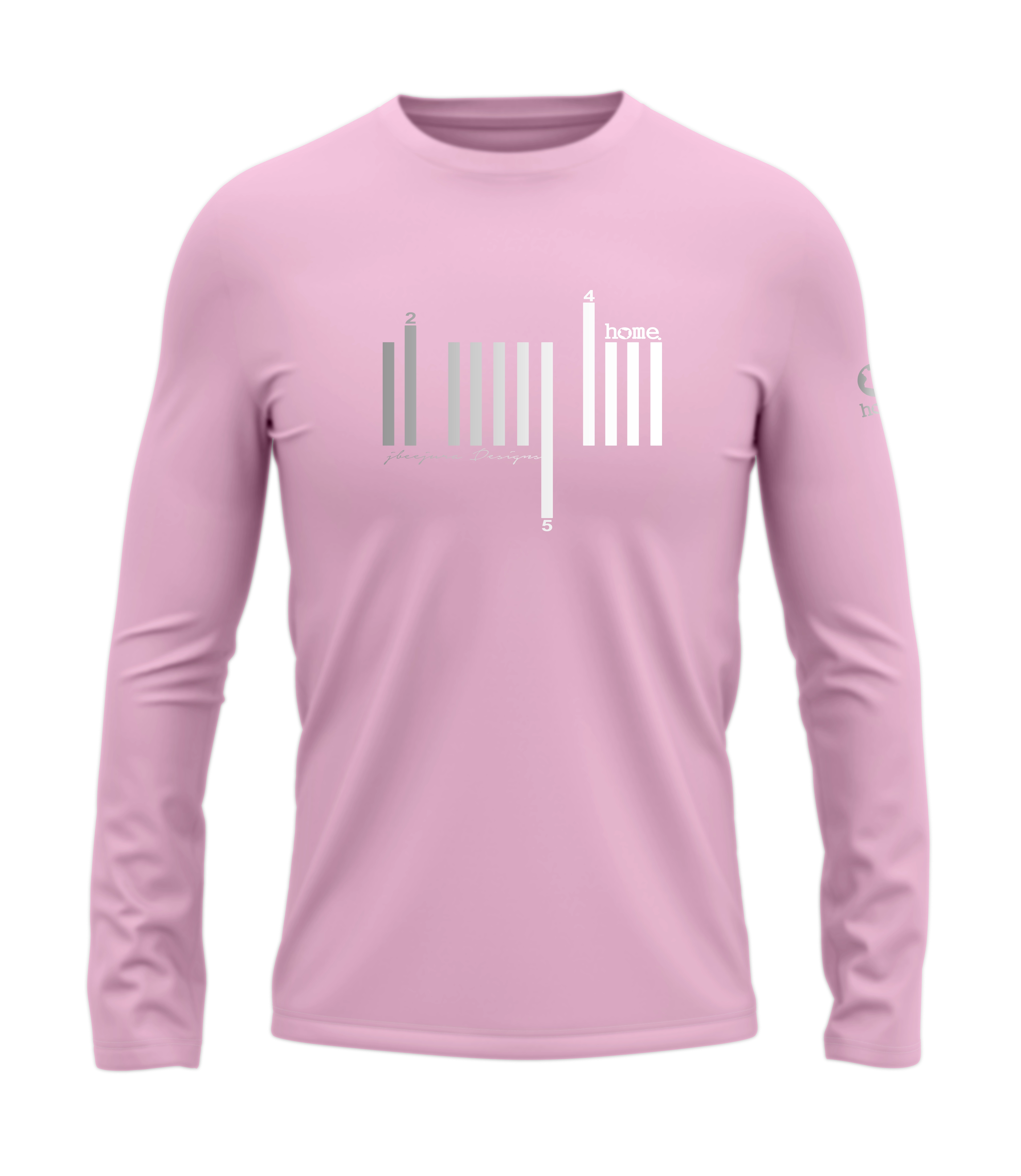 home_254 LONG-SLEEVED PINK T-SHIRT WITH A SILVER BARS PRINT – COTTON PLUS FABRIC