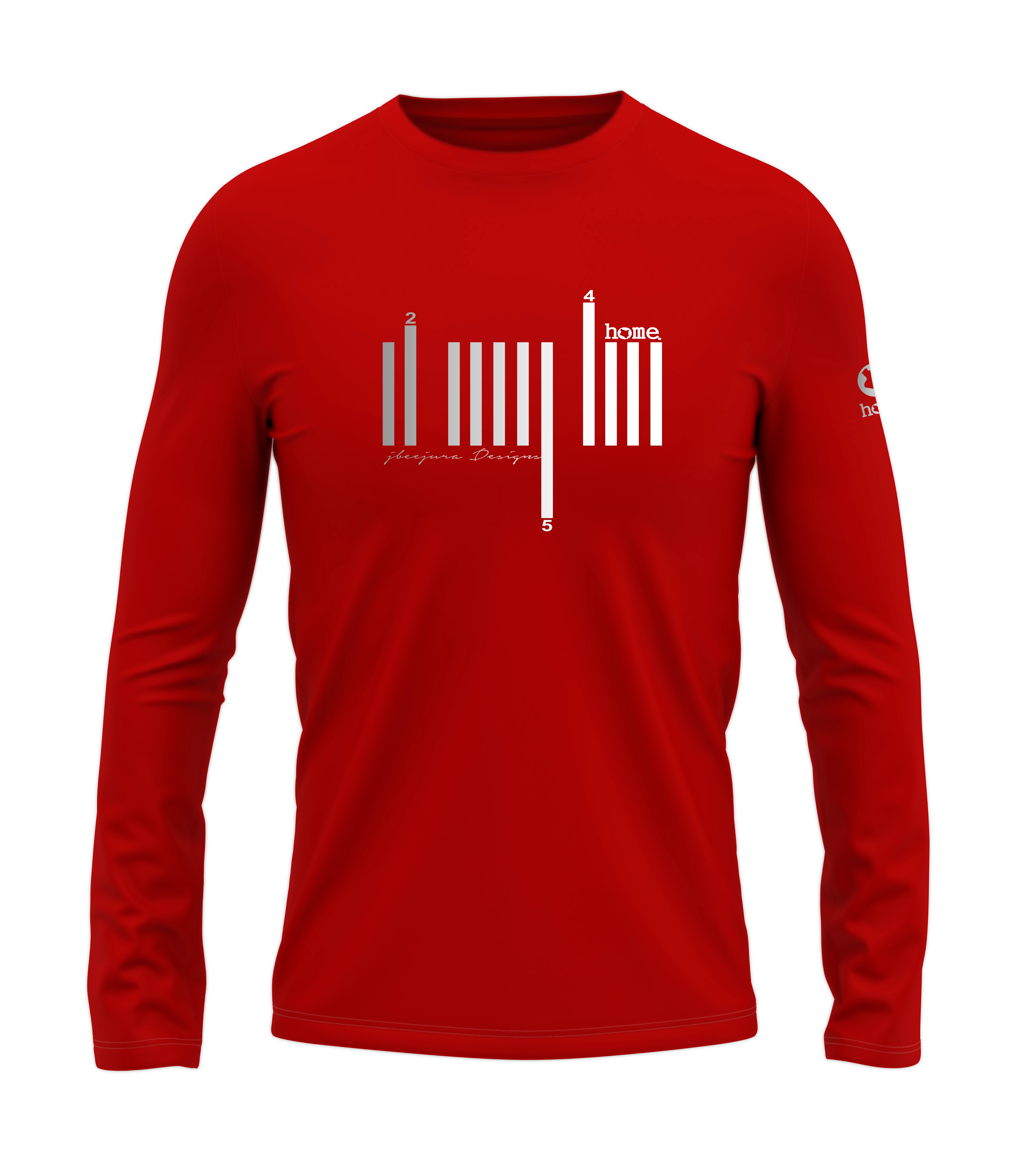 home_254 LONG-SLEEVED RED T-SHIRT WITH A SILVER BARS PRINT – COTTON PLUS FABRIC